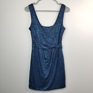 Love Reign blue all over sequin knotted waist mini dress S
